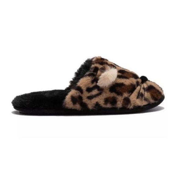 DIRTY Laundry Cozy Faux Fur Leopard Kitty Cat Backless Slipper Slide Mule Scuff - Picture 3 of 8